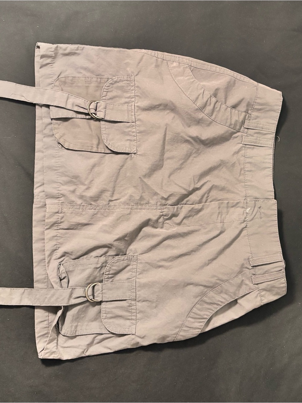 Light Taupe Cargo Mini Skirt with Buckle Straps
